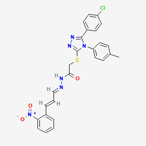 2-((5-(4-Chlorophenyl)-4-(p-tolyl)-4H-1,2,4-triazol-3-yl)thio)-N'-(3-(2-nitrophenyl)allylidene)acetohydrazide