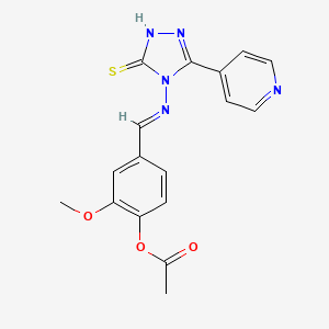 4-((E)-{[3-mercapto-5-(4-pyridinyl)-4H-1,2,4-triazol-4-yl]imino}methyl)-2-methoxyphenyl acetate