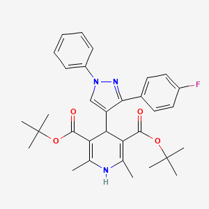 molecular formula C32H36FN3O4 B11970646 di-tert-butyl 4-[3-(4-fluorophenyl)-1-phenyl-1H-pyrazol-4-yl]-2,6-dimethyl-1,4-dihydropyridine-3,5-dicarboxylate 