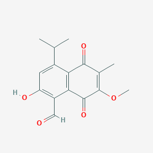 molecular formula C16H16O5 B1197077 2-羟基-7-甲氧基-6-甲基-5,8-二氧代-4-丙-2-基萘-1-甲醛 CAS No. 74636-01-4