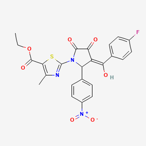 ethyl 2-[(3E)-3-[(4-fluorophenyl)(hydroxy)methylidene]-2-(4-nitrophenyl)-4,5-dioxopyrrolidin-1-yl]-4-methyl-1,3-thiazole-5-carboxylate