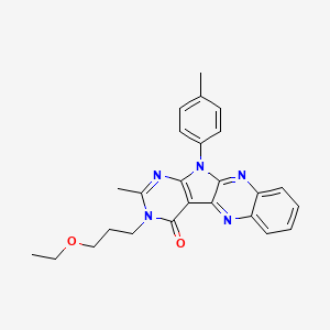 molecular formula C25H25N5O2 B1197081 13-(3-乙氧基丙基)-14-甲基-17-(4-甲苯基)-2,9,13,15,17-五氮杂四环[8.7.0.03,8.011,16]十七烷-1,3,5,7,9,11(16),14-庚烯-12-酮 