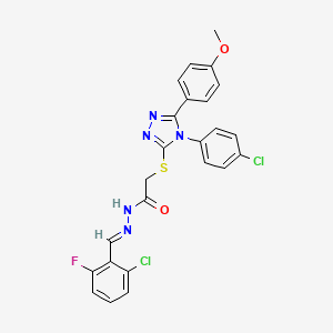 molecular formula C24H18Cl2FN5O2S B11970838 N'-[(E)-(2-chloro-6-fluorophenyl)methylidene]-2-{[4-(4-chlorophenyl)-5-(4-methoxyphenyl)-4H-1,2,4-triazol-3-yl]sulfanyl}acetohydrazide 