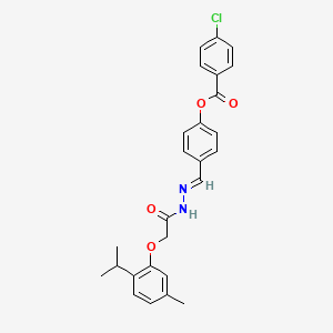 4-(2-((2-Isopropyl-5-methylphenoxy)AC)carbohydrazonoyl)phenyl 4-chlorobenzoate