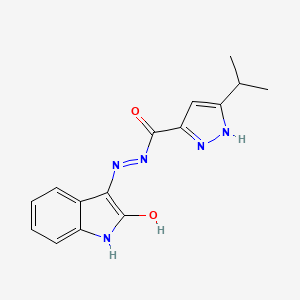 molecular formula C15H15N5O2 B11970929 3-Isopropyl-N'-(2-oxoindolin-3-ylidene)-1H-pyrazole-5-carbohydrazide CAS No. 303104-13-4