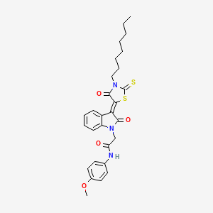 N-(4-methoxyphenyl)-2-[(3Z)-3-(3-octyl-4-oxo-2-thioxo-1,3-thiazolidin-5-ylidene)-2-oxo-2,3-dihydro-1H-indol-1-yl]acetamide