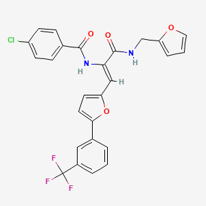 molecular formula C26H18ClF3N2O4 B11970961 4-chloro-N-((Z)-1-{[(2-furylmethyl)amino]carbonyl}-2-{5-[3-(trifluoromethyl)phenyl]-2-furyl}ethenyl)benzamide 