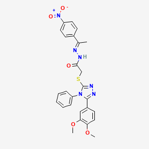 2-{[5-(3,4-Dimethoxyphenyl)-4-phenyl-4H-1,2,4-triazol-3-YL]sulfanyl}-N'-[(E)-1-(4-nitrophenyl)ethylidene]acetohydrazide