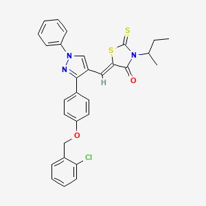 molecular formula C30H26ClN3O2S2 B11971094 (5Z)-3-sec-butyl-5-[(3-{4-[(2-chlorobenzyl)oxy]phenyl}-1-phenyl-1H-pyrazol-4-yl)methylene]-2-thioxo-1,3-thiazolidin-4-one 