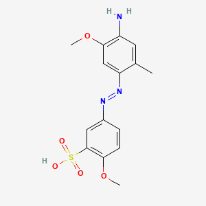 molecular formula C15H17N3O5S B1197110 苯磺酸，5-[(4-氨基-5-甲氧基-2-甲基苯基)偶氮]-2-甲氧基- CAS No. 63216-83-1