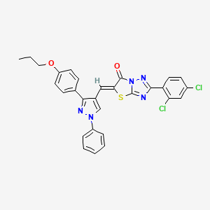 (5Z)-2-(2,4-dichlorophenyl)-5-{[1-phenyl-3-(4-propoxyphenyl)-1H-pyrazol-4-yl]methylene}[1,3]thiazolo[3,2-b][1,2,4]triazol-6(5H)-one