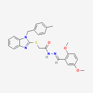 molecular formula C26H26N4O3S B11971361 N'-[(E)-(2,5-dimethoxyphenyl)methylidene]-2-{[1-(4-methylbenzyl)-1H-benzimidazol-2-yl]sulfanyl}acetohydrazide 