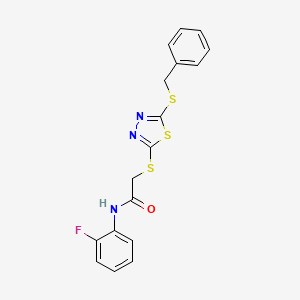 2-{[5-(benzylsulfanyl)-1,3,4-thiadiazol-2-yl]sulfanyl}-N-(2-fluorophenyl)acetamide