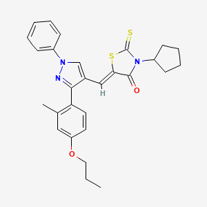 (5Z)-3-cyclopentyl-5-{[3-(2-methyl-4-propoxyphenyl)-1-phenyl-1H-pyrazol-4-yl]methylene}-2-thioxo-1,3-thiazolidin-4-one