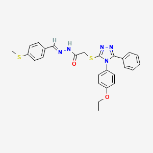 2-{[4-(4-ethoxyphenyl)-5-phenyl-4H-1,2,4-triazol-3-yl]sulfanyl}-N'-{(E)-[4-(methylsulfanyl)phenyl]methylidene}acetohydrazide