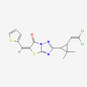 (5E)-2-[3-(2,2-dichloroethenyl)-2,2-dimethylcyclopropyl]-5-(thiophen-2-ylmethylidene)[1,3]thiazolo[3,2-b][1,2,4]triazol-6(5H)-one