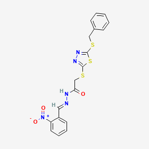 2-{[5-(benzylsulfanyl)-1,3,4-thiadiazol-2-yl]sulfanyl}-N'-[(E)-(2-nitrophenyl)methylidene]acetohydrazide