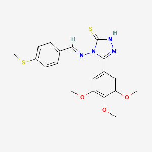 4-({(E)-[4-(Methylsulfanyl)phenyl]methylidene}amino)-5-(3,4,5-trimethoxyphenyl)-4H-1,2,4-triazole-3-thiol