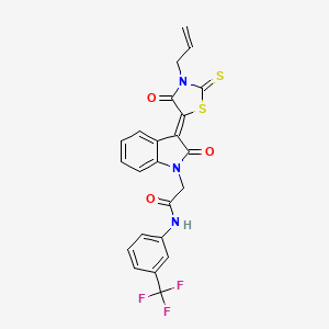 molecular formula C23H16F3N3O3S2 B11972742 2-[(3Z)-3-(3-Allyl-4-oxo-2-thioxo-1,3-thiazolidin-5-ylidene)-2-oxo-2,3-dihydro-1H-indol-1-YL]-N-[3-(trifluoromethyl)phenyl]acetamide 