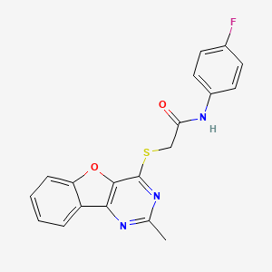 molecular formula C19H14FN3O2S B1197275 N-(4-氟苯基)-2-[(2-甲基-4-苯并呋喃[3,2-d]嘧啶基)硫代]乙酰胺 