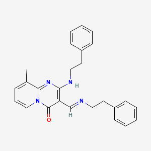 molecular formula C26H26N4O B11972757 9-methyl-2-[(2-phenylethyl)amino]-3-{(E)-[(2-phenylethyl)imino]methyl}-4H-pyrido[1,2-a]pyrimidin-4-one 