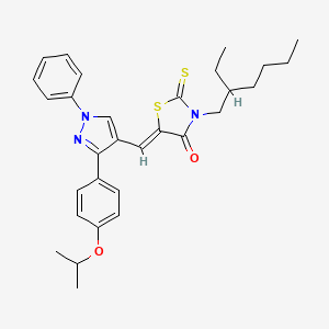 molecular formula C30H35N3O2S2 B11972772 (5Z)-3-(2-Ethylhexyl)-5-{[3-(4-isopropoxyphenyl)-1-phenyl-1H-pyrazol-4-YL]methylene}-2-thioxo-1,3-thiazolidin-4-one 