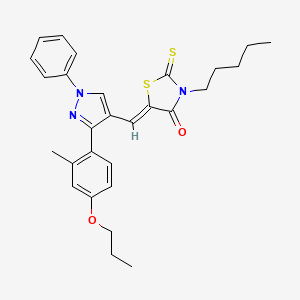 (5Z)-5-{[3-(2-methyl-4-propoxyphenyl)-1-phenyl-1H-pyrazol-4-yl]methylidene}-3-pentyl-2-thioxo-1,3-thiazolidin-4-one