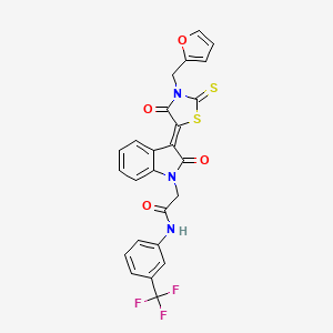 2-{(3Z)-3-[3-(2-furylmethyl)-4-oxo-2-thioxo-1,3-thiazolidin-5-ylidene]-2-oxo-2,3-dihydro-1H-indol-1-yl}-N-[3-(trifluoromethyl)phenyl]acetamide