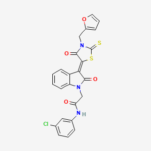 molecular formula C24H16ClN3O4S2 B11973243 N-(3-chlorophenyl)-2-{(3Z)-3-[3-(2-furylmethyl)-4-oxo-2-thioxo-1,3-thiazolidin-5-ylidene]-2-oxo-2,3-dihydro-1H-indol-1-yl}acetamide 