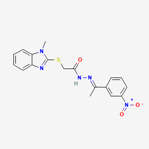 2-[(1-methyl-1H-benzimidazol-2-yl)sulfanyl]-N'-[(1E)-1-(3-nitrophenyl)ethylidene]acetohydrazide