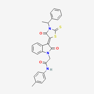 N-(4-methylphenyl)-2-{(3Z)-2-oxo-3-[4-oxo-3-(1-phenylethyl)-2-thioxo-1,3-thiazolidin-5-ylidene]-2,3-dihydro-1H-indol-1-yl}acetamide