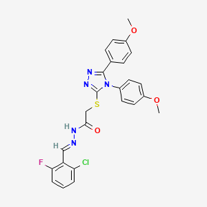 2-{[4,5-bis(4-methoxyphenyl)-4H-1,2,4-triazol-3-yl]sulfanyl}-N'-[(E)-(2-chloro-6-fluorophenyl)methylidene]acetohydrazide