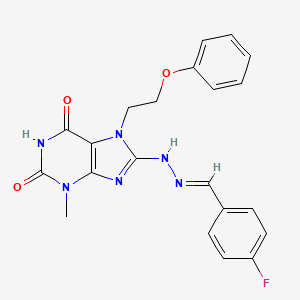 4-fluorobenzaldehyde [3-methyl-2,6-dioxo-7-(2-phenoxyethyl)-2,3,6,7-tetrahydro-1H-purin-8-yl]hydrazone