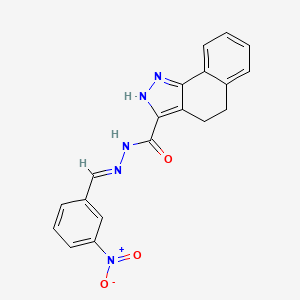 molecular formula C19H15N5O3 B11973390 N'-[(E)-(3-nitrophenyl)methylidene]-4,5-dihydro-1H-benzo[g]indazole-3-carbohydrazide 