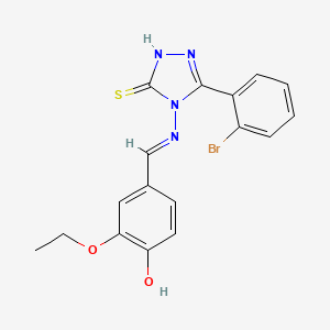 molecular formula C17H15BrN4O2S B11973434 5-(2-bromophenyl)-4-{[(E)-(3-ethoxy-4-hydroxyphenyl)methylidene]amino}-2,4-dihydro-3H-1,2,4-triazole-3-thione 