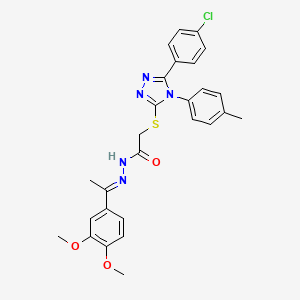 2-{[5-(4-chlorophenyl)-4-(4-methylphenyl)-4H-1,2,4-triazol-3-yl]sulfanyl}-N'-[(1E)-1-(3,4-dimethoxyphenyl)ethylidene]acetohydrazide