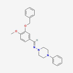 molecular formula C25H27N3O2 B11973482 N-{(E)-[3-(benzyloxy)-4-methoxyphenyl]methylidene}-4-phenyl-1-piperazinamine 