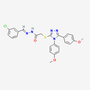 2-{[4,5-bis(4-methoxyphenyl)-4H-1,2,4-triazol-3-yl]sulfanyl}-N'-[(E)-(3-chlorophenyl)methylidene]acetohydrazide