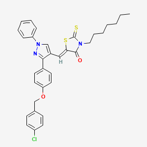 (5Z)-5-[(3-{4-[(4-chlorobenzyl)oxy]phenyl}-1-phenyl-1H-pyrazol-4-yl)methylene]-3-heptyl-2-thioxo-1,3-thiazolidin-4-one