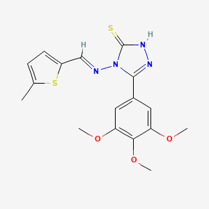 molecular formula C17H18N4O3S2 B11973527 4-{[(E)-(5-Methyl-2-thienyl)methylidene]amino}-5-(3,4,5-trimethoxyphenyl)-4H-1,2,4-triazole-3-thiol 