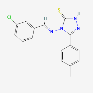 molecular formula C16H13ClN4S B11973537 4-((3-Chlorobenzylidene)amino)-5-(4-methylphenyl)-4H-1,2,4-triazole-3-thiol 