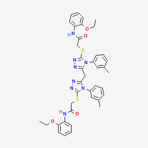 2-{[5-{[5-{[2-(2-Ethoxyanilino)-2-oxoethyl]sulfanyl}-4-(3-methylphenyl)-4H-1,2,4-triazol-3-YL]methyl}-4-(3-methylphenyl)-4H-1,2,4-triazol-3-YL]sulfanyl}-N-(2-ethoxyphenyl)acetamide