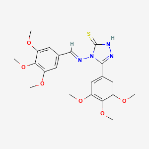 molecular formula C21H24N4O6S B11973635 5-(3,4,5-Trimethoxyphenyl)-4-{[(E)-(3,4,5-trimethoxyphenyl)methylidene]amino}-4H-1,2,4-triazol-3-YL hydrosulfide 