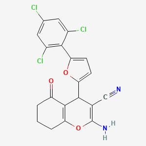 2-amino-5-oxo-4-[5-(2,4,6-trichlorophenyl)furan-2-yl]-5,6,7,8-tetrahydro-4H-chromene-3-carbonitrile