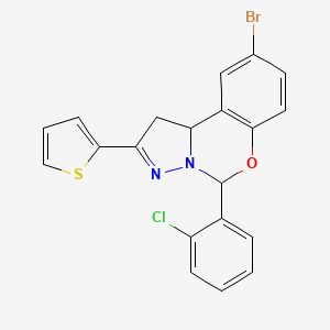 9-Bromo-5-(2-chlorophenyl)-2-(thiophen-2-yl)-1,10b-dihydropyrazolo[1,5-c][1,3]benzoxazine