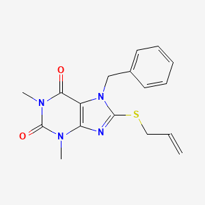 molecular formula C17H18N4O2S B11973736 8-(allylthio)-7-benzyl-1,3-dimethyl-3,7-dihydro-1H-purine-2,6-dione 