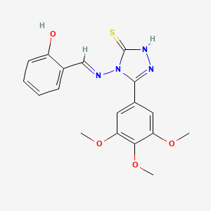 4-{[(E)-(2-hydroxyphenyl)methylidene]amino}-5-(3,4,5-trimethoxyphenyl)-2,4-dihydro-3H-1,2,4-triazole-3-thione