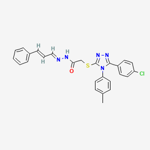 molecular formula C26H22ClN5OS B11973875 2-{[5-(4-chlorophenyl)-4-(4-methylphenyl)-4H-1,2,4-triazol-3-yl]sulfanyl}-N'-[(1E,2E)-3-phenylprop-2-en-1-ylidene]acetohydrazide 