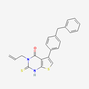 molecular formula C22H18N2OS2 B11973929 3-Allyl-5-(4-benzylphenyl)-2-thioxo-2,3-dihydrothieno(2,3-D)pyrimidin-4(1H)-one 