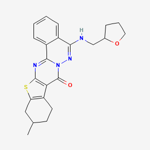 7-Methyl-20-{[(oxolan-2-yl)methyl]amino}-10-thia-1,12,21-triazapentacyclo[11.8.0.0^{3,11}.0^{4,9}.0^{14,19}]henicosa-3(11),4(9),12,14(19),15,17,20-heptaen-2-one